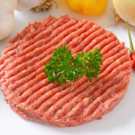 raw hamburger patty